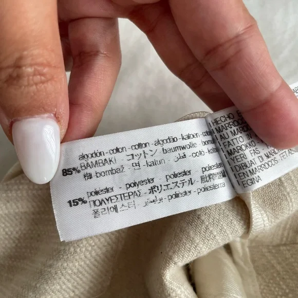 ZARA Cream Wide-Leg Pants - Picture 7 of 8